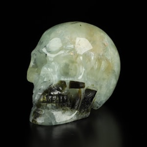 2.0&quot; Prehnite Hand Carved Crystal Skull, Home Decor Sculpture, Crystal Gift