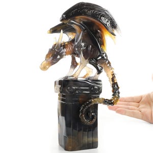 8.6&quot; Premium Brazilian Agate Hand Carved Crystal Dragon Sculpture, Crystal Healing
