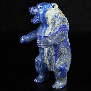 Gemstone 5.1&quot; Lapis Lazuli Hand Carved Crystal Bear Sculpture, Crystal Healing