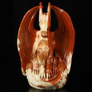 5.2&quot; Red Jasper Hand Carved Crystal Dragon Sculpture, Crystal Healing