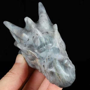 4.1&quot; Labradorite Hand Carved Crystal Dragon Head Skull Sculpture, Crystal Healing, Crystal Gift