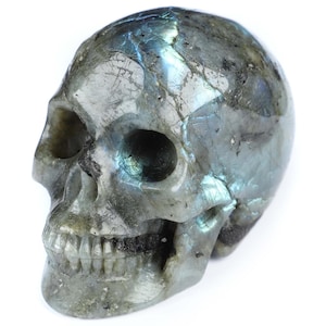 3.5&quot; Labradorite Hand Carved Crystal Skull, Home Decor Sculpture, Crystal Gift