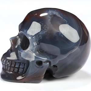 2.0&quot; Mozambique Agate Hand Carved Crystal Skull, Home Decor Sculpture, Crystal Gift