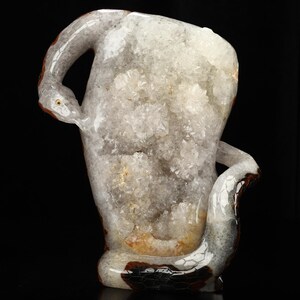 Druse 9.6&quot; Premium Brazilian Agate Hand Carved Crystal Snake Sculpture, Crystal Healing