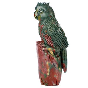 4.3&quot; Bloodstone Hand Carved Crystal Parrot Sculpture, Crystal Healing