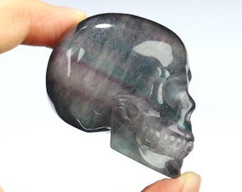2.0&quot; Fluorite Hand Carved Crystal Skull, Home Decor Sculpture, Crystal Gift