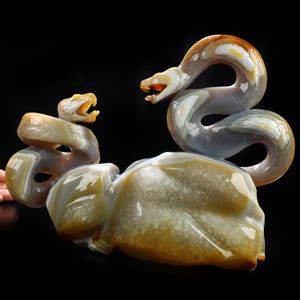 9.8&quot; Agate Hand Carved Crystal Snake Sculpture, Crystal Healing