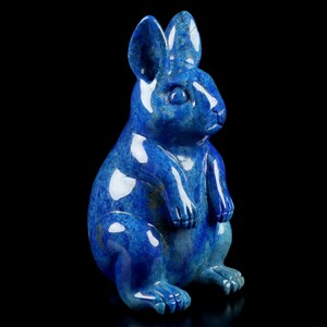 Gemstone 3.9&quot; Lapis Lazuli Hand Carved Crystal Rabbit Sculpture, Crystal Healing