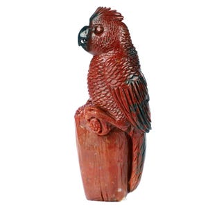 4.3&quot; Bloodstone Hand Carved Crystal Parrot Sculpture, Crystal Healing