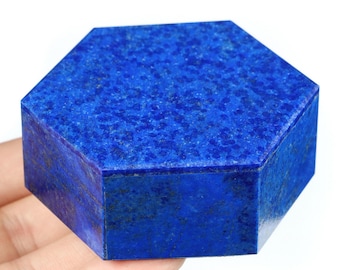 2.7" Lapis Lazuli Hand Carved Crystal Jewelry Gemstone Box, Crystal Healing