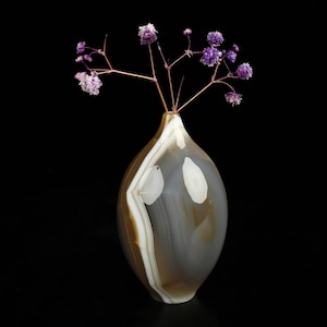 2.8&quot; Premium Brazilian Agate Hand Carved Crystal Vase Sculpture, Crystal Healing