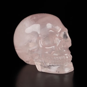 2.0&quot; Rose Quartz Hand Carved Crystal Skull, Home Decor Sculpture, Crystal Gift
