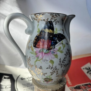 Vintage French Limoges Jug with Butterfly decoration