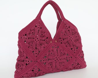 Elegant Magenta Crochet Bag Artisan Bag