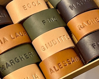 Personalized Leather Napkin Rings,Custom Engraved Name Place Cards, Unique Table Decor, Wedding Table Setting, family & friends Celebrations