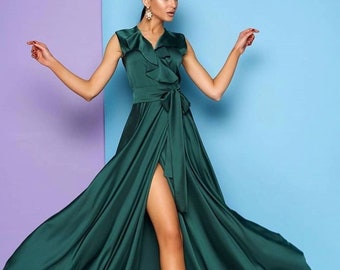 Green cocktail dress Emerald green dress Dark green dress Green wedding guest dress  Emerald bridesmaid dress