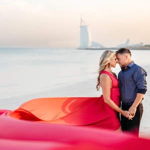 Long Flying Dress For Photoshoot Red Convertible Dress Flowing Train Gown For Photoshoot Custom Flowing Dress Beach Photoshoot Dress
