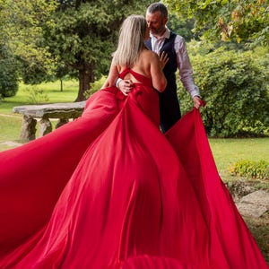 Long Flying Dress For Photoshoot Red Dress With Train Infinity Dress Photoshoot Handmade Asymmetrical Flying Dress Convertible Flying Dress