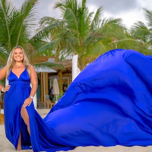 Langes Fliegenkleid Für Fotoshooting Elektrisch Blau Cabrio Fliegendes Kleid Langes fließendes Infinity Kleid Made-To-Order Asymmetrisches Fliegendes Kleid