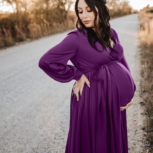 Purple Maternity Dress Maternity Photoshoot Dress Pregnancy Dress For Photoshoot Baby Shower Dress Maternity Flattering Maternity Gown