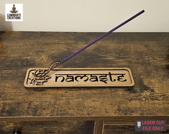 Incense stick holder laser cut file SVG Nameste ornate decoration plywood mdf