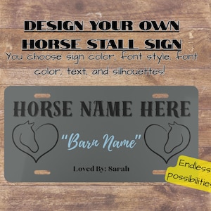 Custom Horse Stall Sign: Design Your Own Aluminum Contact Sign