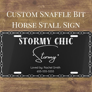 Personalized Horse Stall Sign: Custom Snaffle Bit Aluminum Name Plate