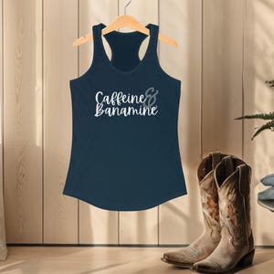 Equestrian Tank, Women&#39;s Ideal Racerback Tank Top, Caffeine and Banamine Tee, Horse Girl Shirt, Funny Barn Top, Horse Lover Gift, Workout