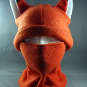 Fox Ninja Two Piece Hat and Neckwarmer worn together or seperate Warm Winter Fun Cute  Cosplay Anime