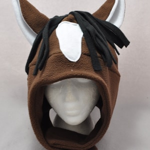 New Style Horse Brown Black Mane White Shop Ears Animal Fleece Hat Skiing Snowboarding Gothic Rave Punk Earflap