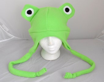 Frog Earflap with Ties Beanie Animal Fleece Hat Anime Lolita Cosplay Skiing Snowboarding Gothic Punk AVIATOR kawaii