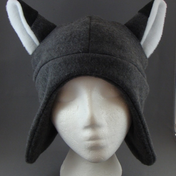 Grey Fox Animal Earflap Fleece Hat Skiing Snowboarding Cosplay Anime Winter Gothic Punk Rave