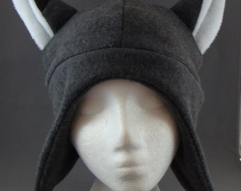Gorro de lana con orejeras de animales de zorro gris, esquí, snowboard, Cosplay, Anime, invierno, gótico, Punk, Rave