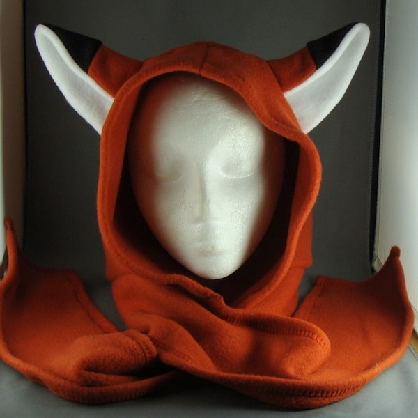 Fox Hoodie Scarf Animal Fleece Hat Cosplay Gothic Anime Skiing Snowboarding Winter Punk Rave