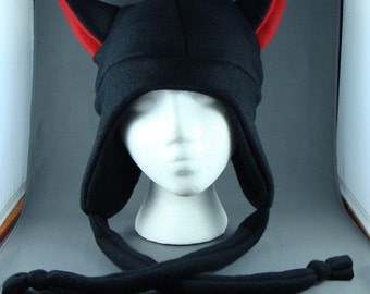 Black Cat Animal Fleece Hat Anime Cosplay Skiing Snowboarding Gothic Punk AVIATOR  Lolita