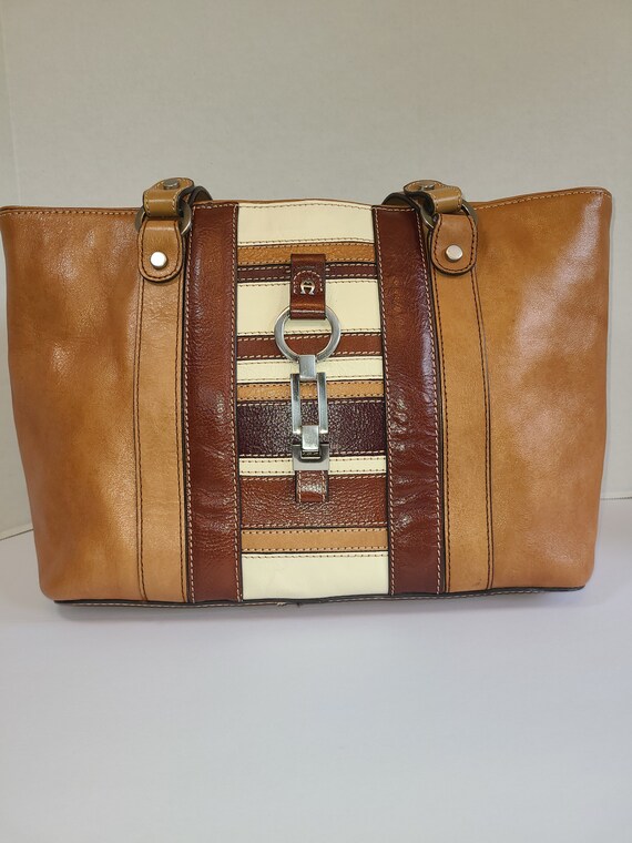 Vintage Etienne Aigner Stripped Leather purse