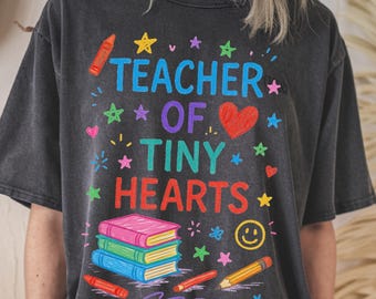 Teacher of Tiny Hearts PNG: Crayon Style Back to School Sublimation Design (Digital Download)