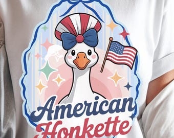 American Honkette Goose PNG: Funny Patriotic 4th of July Design (Digital Download