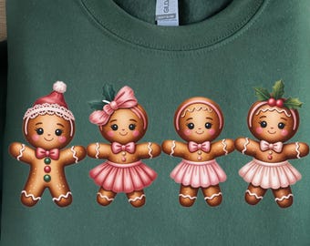 Coquette Christmas Gingerbread PNG, Holiday Shirt Design (Digital Download)
