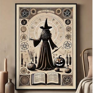 Vintage Witch Halloween Print: Mystical Spell Books Art (Digital Download)