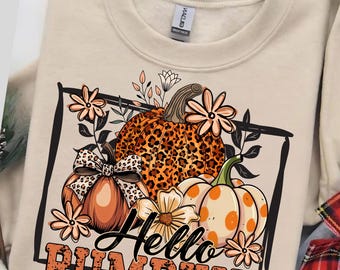 Leopardenmuster Kürbis PNG, Herbst Sublimationsdesign (Digitaler Download)