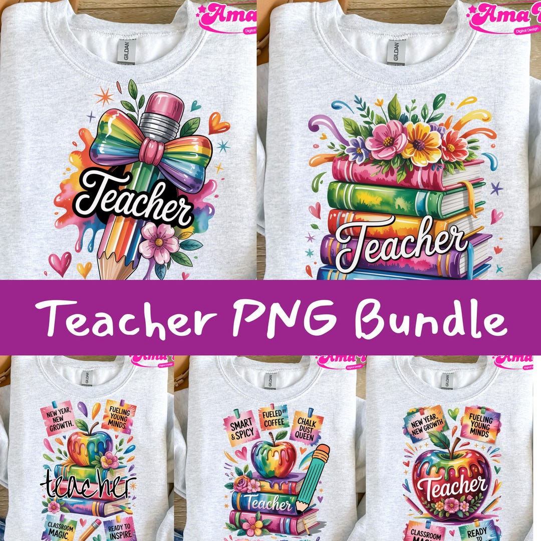 Teacher PNG Bundle: Back to School Sublimation Designs (digital ...