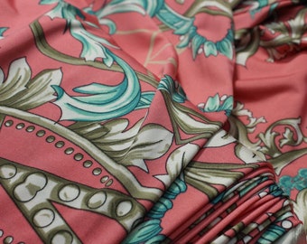 Floral Polyester Blend Fabric: Stretchy Draped Material, 59" Wide