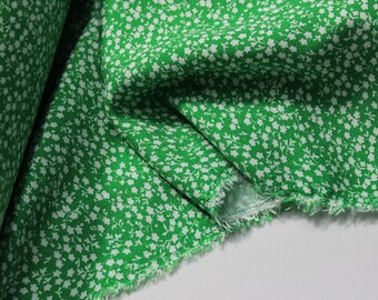 Green Floral Viscose Fabric, Breathable Soft Material, 59" Wide
