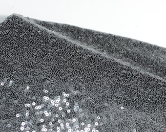 Gray Sequin Fabric, Glitz Full Sequins on Mesh, Party Dress Decor