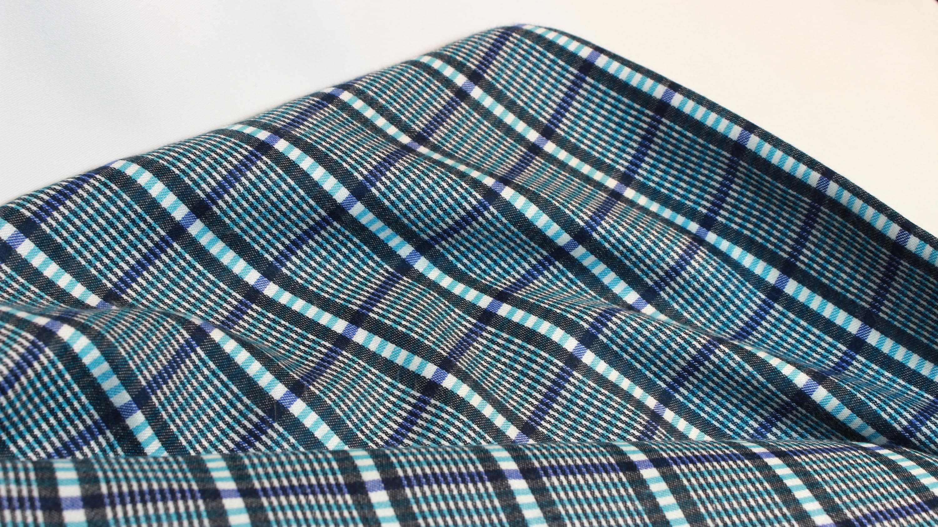 Blue Plaid Viscose Satin Jacquard Fabric, 59" Wide