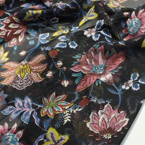 Floral Chiffon Fabric - Elegant, Soft and Sheer for Dresses, Scarves, Decor : DESİGN