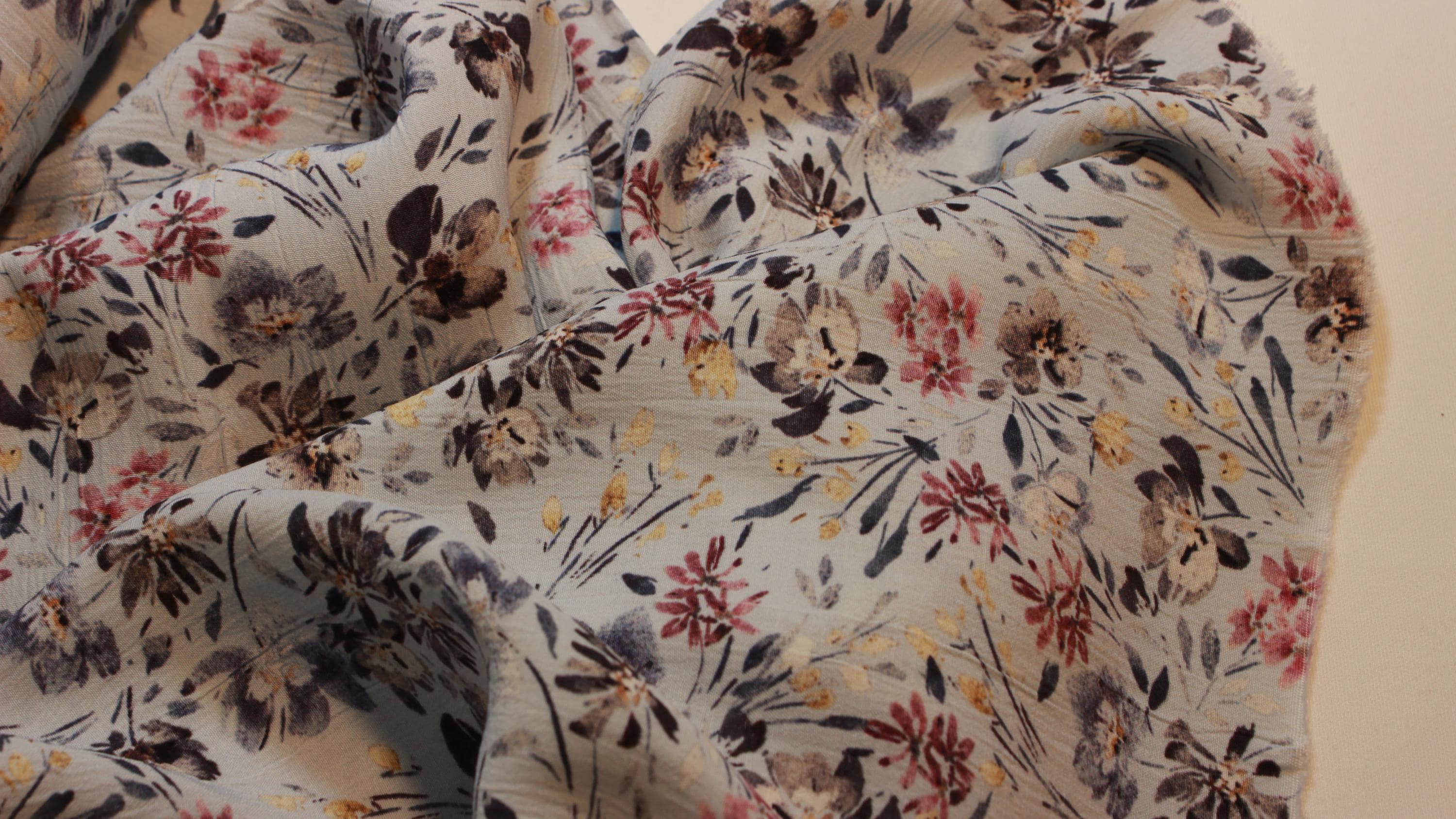 Watercolor Floral Viscose Fabric, Silky Smooth Rayon, 59" Wide