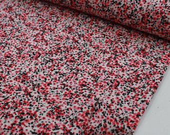 Millefleur Viscose Fabric, Red Pink Ditsy Floral Print, 59" Wide