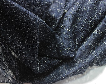 Floral Guipure Lace Fabric – Elegant Dressmaking, Navy Blue